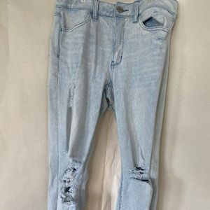 Distressed high waisted acid wash jeans